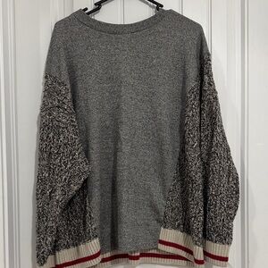 Roots unisex Cabin Two-Tone Sweater in a cotton /recycled polyester blend.